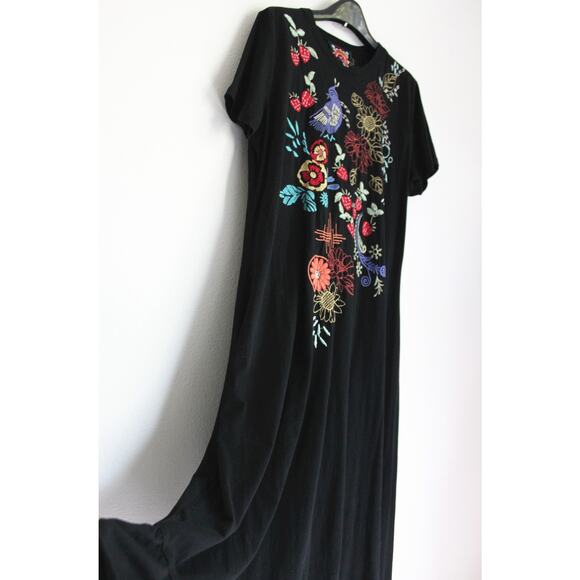 JOHNNY WAS Asymmetric Ruffle Flounce Shirt Sleeve Dress - Picture 2 of 10